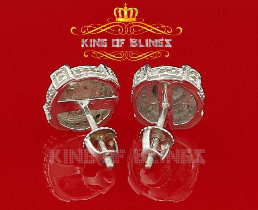 King of Bling's 925 Sterling White Silver 0.25ct Diamond For Women's/ Men's Circle Stud Earrings
