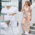 thumbnail image 5 of Yspwyqan Llama Floral Scrub Suit Women Set, V-Neck Scrub Top and Straight Leg Pants, Stretchy Cozy 2PCS Scrub Set with 6 Pockets Quick Dry for Pediartic Clinc, Size 4XL, 5 of 7