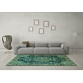 thumbnail image 3 of Ahgly Company Machine Washable Indoor Rectangle Medallion Turquoise Blue Traditional Area Rugs, 6' x 9', 3 of 4