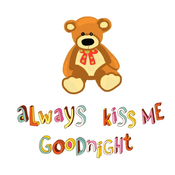 Always kiss me Goodnight- Kids Cartoon Vinyl Wall Decal -Quotes and Sayings Art Decor - Peel and Stick Wall Decals- kids room Wall Art.-Size : 10" x 10".