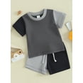 thumbnail image 2 of Bslissey Toddler Baby Boys Girls Summer Shorts Sets Contrast Color Short Sleeve T-shirt + Elastic Waist Shorts 2Pcs Outfits Infant Casual Daily Clothes 6M 12M 18M 24M 3T, 2 of 9