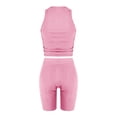 thumbnail image 5 of TEAJOPSUU Women's 2 Piece Athletic Sets Sleeveless Crew Neck Crop Tank Tops High Waist Booty Lifting Shorts Sets Matching Sportswear Outfits Pink, 5 of 5