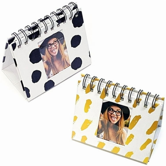 Set of 2 - Pinnacle Stylish Desktop Flip Photo Album for 2" x 3" Photos (Holds 40 Wallet-Size Pictures)