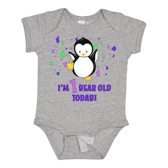 Inktastic I'm 1 Year Old Today-first Birthday Baby Penguin Boys or Girls Baby Bodysuit