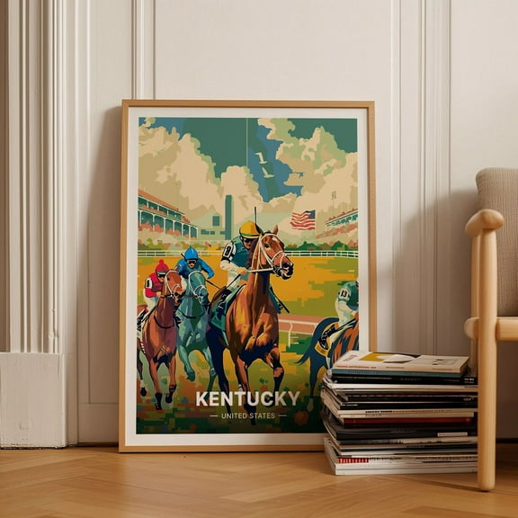 Kentucky Derby Travel Poster, Mid-Century Modern Art, Eclectic Wall Decor For Home And Office Wall Art, Modern Wall Decor, 8x12 UNFRAMED