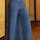 thumbnail image 1 of Pantalones Palazzo Sólidos y Simples, Pantalones Casuales de Pierna Ancha con Cintura Elástica, Ropa de Mujer, 1 of 4