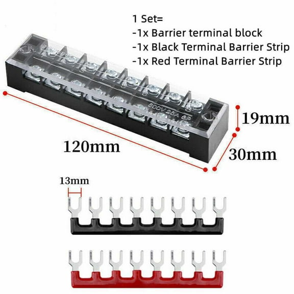 8 Position Dual Row Screw Terminal Electric Barrier Strip Block 600V 25A TB-2508