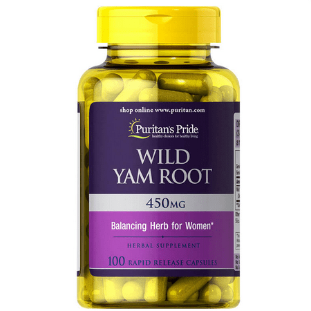 Puritan's Pride Wild Yam Root 450 mg 100 rapid release capsules