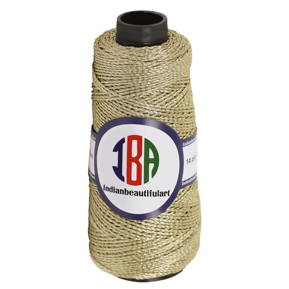 IBA Indianbeautifulart Metallic Thread For CraftsTwistedCordFor MacrameTwistedRope For Handmade Art DIY Projects Wall Art Decorations Pack of 1 |Light Green