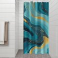 thumbnail image 2 of Blue and Gold Marble Wave Art Pattern Shower Curtain 36"x72" ,Bathroom Decorative Shower Curtains Set with 12 Hooks,Modern Waterproof Washable Shower Curtain, 2 of 6