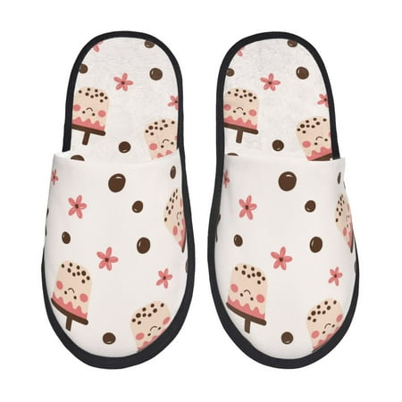 

Slippers for Women/Men - milk tea No.804 Soft Plush Warm Slip-on Slippers House Slippers Indoor House Shoes