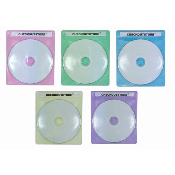 CheckOutStore (2000) Premium CD Double-Sided Storage Plastic Sleeve (Assorted Color)
