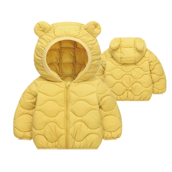 HOMADLES Kids Puffer Jacket Winter Windproof Hooded Ears Boys Parka Coat Warm Lightweight Jacket Outwear Yellow 4 T