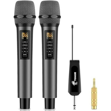 TONOR Wireless Microphones with Treble/Bass/Echo, Dual Dynamic Handheld Singing Mic with Receiver for Wedding Karaoke Machine PA System Speaker Amp Mixer, 30 UHF Adjustable Frequencies, 200ft TW525
