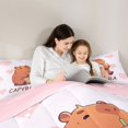 thumbnail image 4 of Manfei Kawaii Capybara Queen Comforter Set,Sweet Heart Print Comforter Sets Queen,Pink,Pink Reversible,3 Pieces,1 Comforter and 2 Pillowcases, 4 of 7