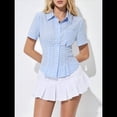 thumbnail image 4 of Conjuntos Casuales de Negocios para Mujer, Blusas Elegantes e Informales de Verano con Botones y Peplum, Camisas A Rayas 2025 Azul L, 4 of 8
