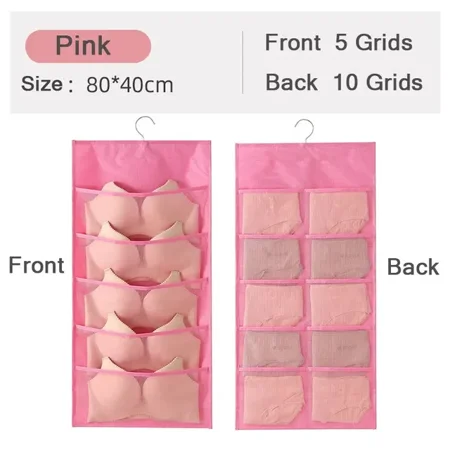 AUMIY Double-Sides Underwear Bra Organizer Multifunctional Mesh Drawer Organizers Washable Closet Door Hanging Bag Clothes Divider Box