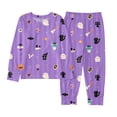 thumbnail image 4 of CUZIBR Girls Halloween Pajamas Outfits Sets Colorful Cartoon Ghost Star Cartoon Print Long Sleeve Crew Neck Top Pants Comfortable Casual Loungewear Kids Homewear,K-Purple,3Y, 4 of 4