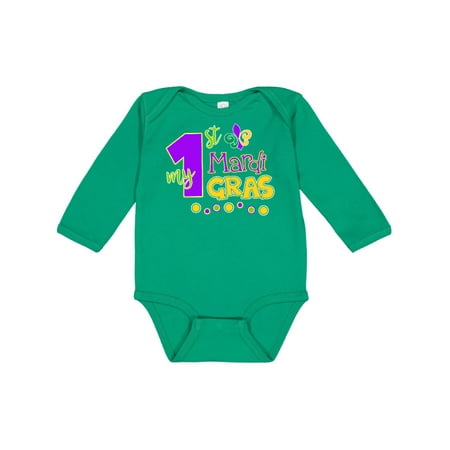 

Inktastic My 1st Mardi Gras with Dots Gift Baby Boy or Baby Girl Long Sleeve Bodysuit