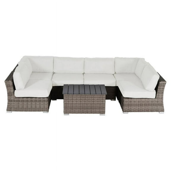 Living Source International 7-Piece Outdoor Set with Cushions in Gray/Canvas