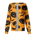 thumbnail image 2 of DENGDENG Halloween Scrub Jackets for Women Button Down Pumpkin Bats Print Nurse Uniform Workwear Long Sleeve Snap Front Halloween Scrubs Casual Funny Jackets Earthy Yellow 5XL, 2 of 4