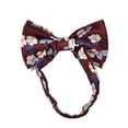 thumbnail image 2 of ROMARIO MANZINI Blue, White Floral on Burgundy PRINTED DESIGN Pre-Tied Bow Tie, 2 of 2
