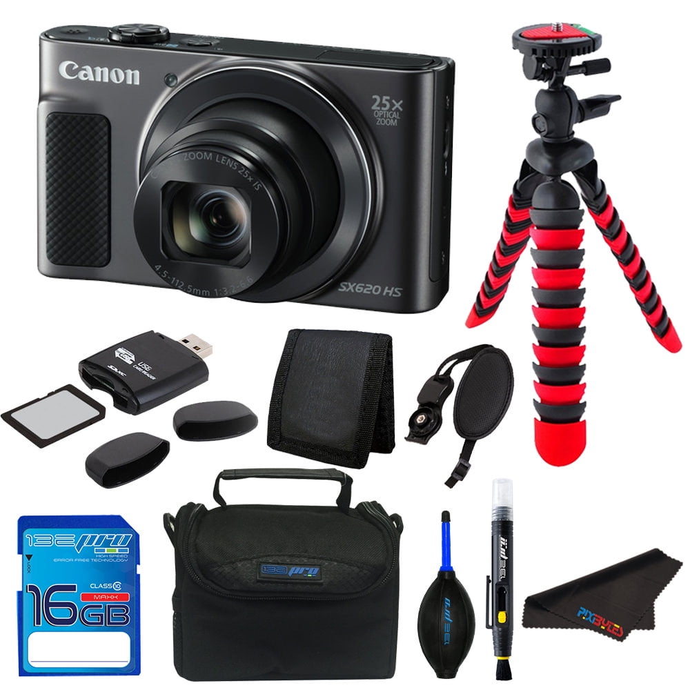 Canon PowerShot SX620 HS Digital Camera (Black) + Pixi Essentials Bundle Kit