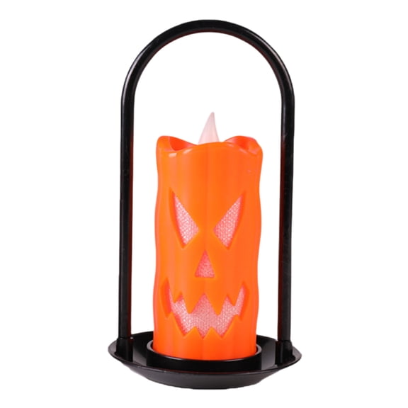 GIPQJK Summerween Halloween Handheld LED Candlelight Pumpkin Skull Style Orange Light-up Party Decoration for Indoor Outdoor Festive Events Costume Parties Trick or Treat Decorations Orange