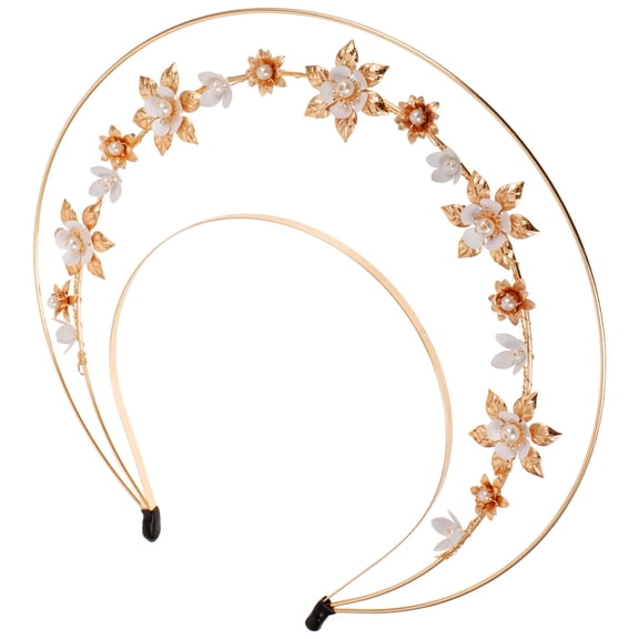 LOLIPPYY Golden Decorative Crown Headband with and Flower Decor for Women's Suitable for Parties 1 Piece