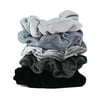Kitsch Matte Hair Scrunchies for Women, Ponytail Holder, 5 Pack Black/Gray