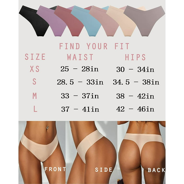 Finetoo Female Seamless Thongs No Show Panties V-waisted Stretch Breathable  Sexy Thong Underwear 9-Pack XS-L