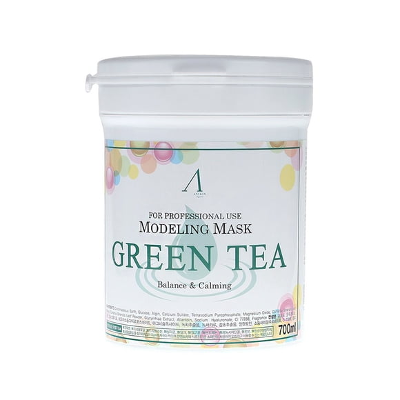 Mascarilla modeladora en polvo de 700 ml, paquete de té verde para calmar y combatir la oxidación de anskin