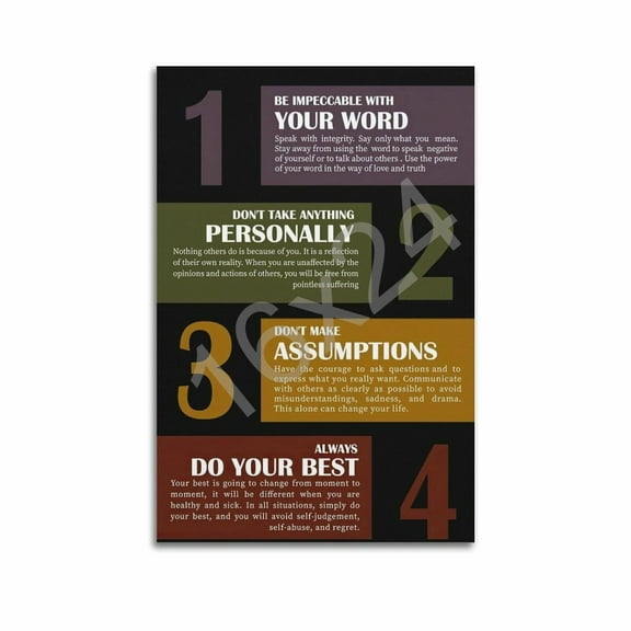 The Agreements Poster Wall Art for Office Home Décor Four Ways to Change Your Life Poster for Room Aesthetic Posters