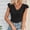 Black, variant on Womens Summer Tunic Tops Women's Fashion Casual Solid Color V Neck Pullover Ruffled Short Sleeve Trendy Blouse