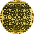 thumbnail image 1 of Ahgly Company Machine Washable Indoor Round Oriental Yellow Traditional Area Rugs, 3' Round, 1 of 4