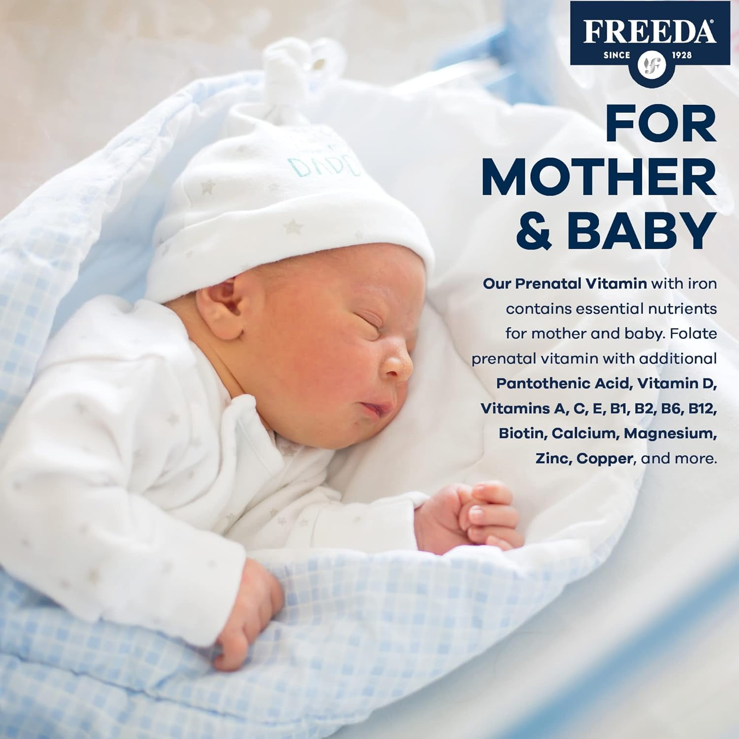 Title: Freeda One Daily Prenatal Vitamin with Iron & Methylfolate (Folic Acid) | Support for Mom & Baby | Vegan, Gluten Free | 100 Tablets