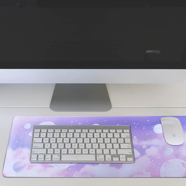 Aesthetic Pastel Gaming Mouse Pad for Desk XL Extended, Star Constellation  Space Marble Planet Pink Purple Desk Pad Large Keyboard Desk Mat, Kawaii  Cute Desk Accessories Decor Stuff, 31.5 X 11.8 Inch 