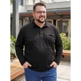 thumbnail image 4 of DARING DIVA Men's Big Tall Chest Pocket Long Sleeve Business Polo Shirt XL Black, 4 of 7