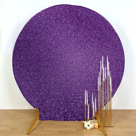 Efavormart 7.5ft Purple 2-Sided Spandex Fit Round Wedding Arch Backdrop Cover
