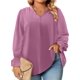 thumbnail image 1 of Blusas de chifón Eytino para mujer, talla grande, manga larga, cuello en V, 2, 1 of 6