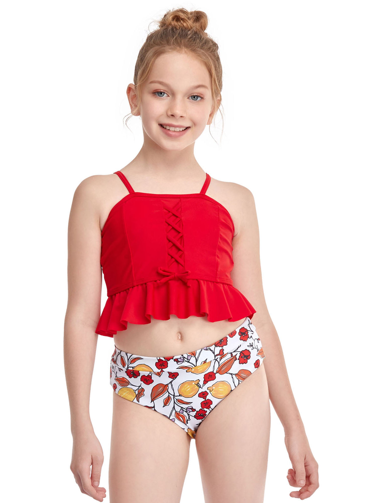 JYYYBF Mommy and Me Bathing Suits Adjustable Spaghetti Strap Swimwear Girls  Swimsuit 2 Pieces Hawaii Floral Printed Beach Set Red Girls 10-12 Years -  Walmart.com