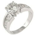 thumbnail image 1 of Precious Stars R06884R-C01-10 Precious Stars Silvertone Round and Baguette-Cut Cubic Zirconia Engagement Ring, 1 of 4