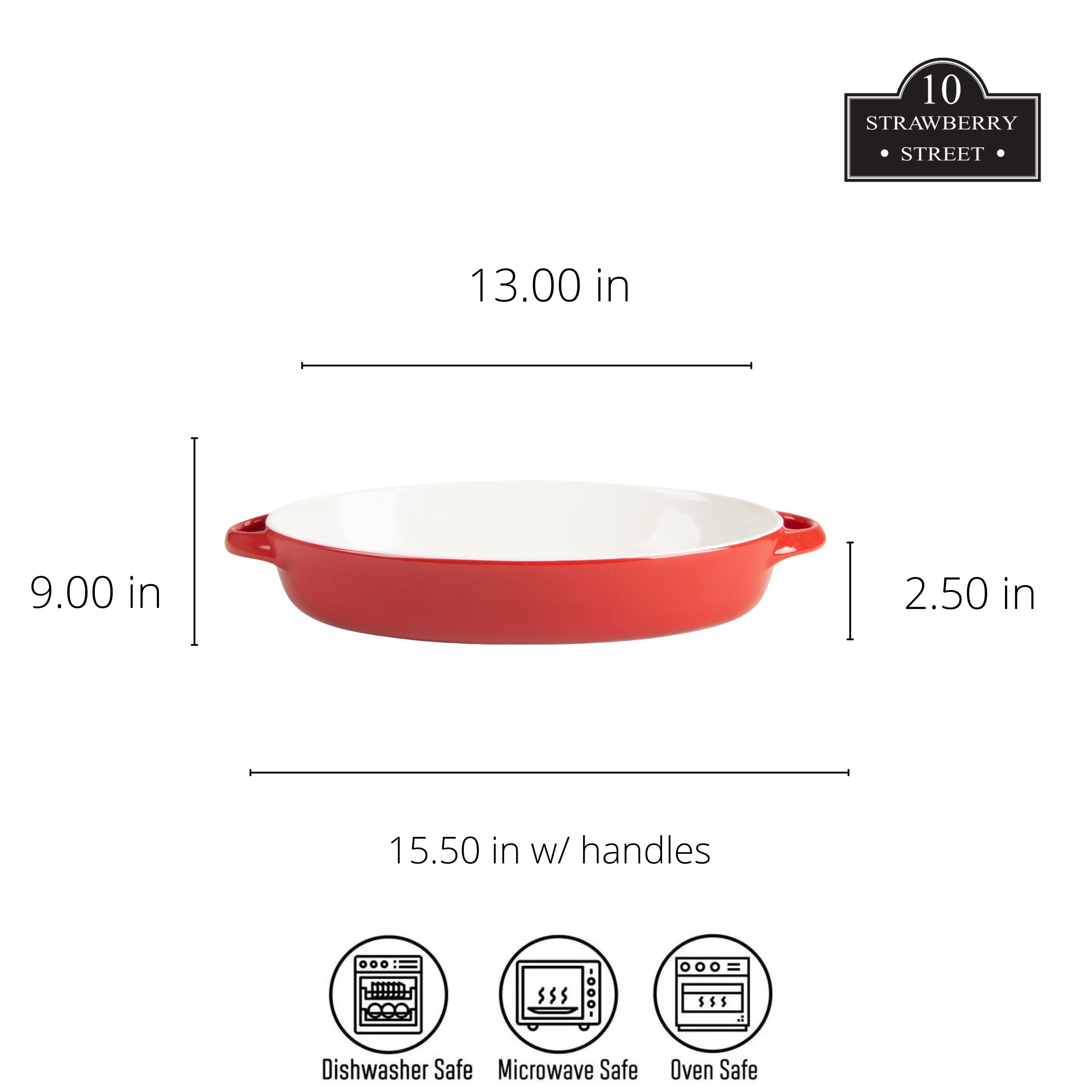 10 Strawberry Street Sienna Oval 13" and 10.5" Stoneware Bakeware Set of 2, Red