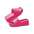 thumbnail image 3 of Gustave Platform Slide Sandals for Women Square Open Toe Wedge Slippers Fashion Comfortable Summer Beach Casual Slip On Shoes, Women 9-10, Rose Red, 3 of 8