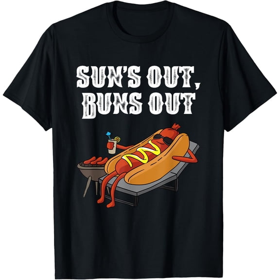 Suns Out Hot Dog Buns Out Funny Sausage BBQ Food Lover Gift Mens T-Shirt