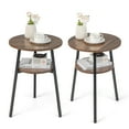 thumbnail image 1 of Costway 2PCS 2-Tier Bedside End Table Round Nightstand for Bedroom Living Room Brown, 1 of 8