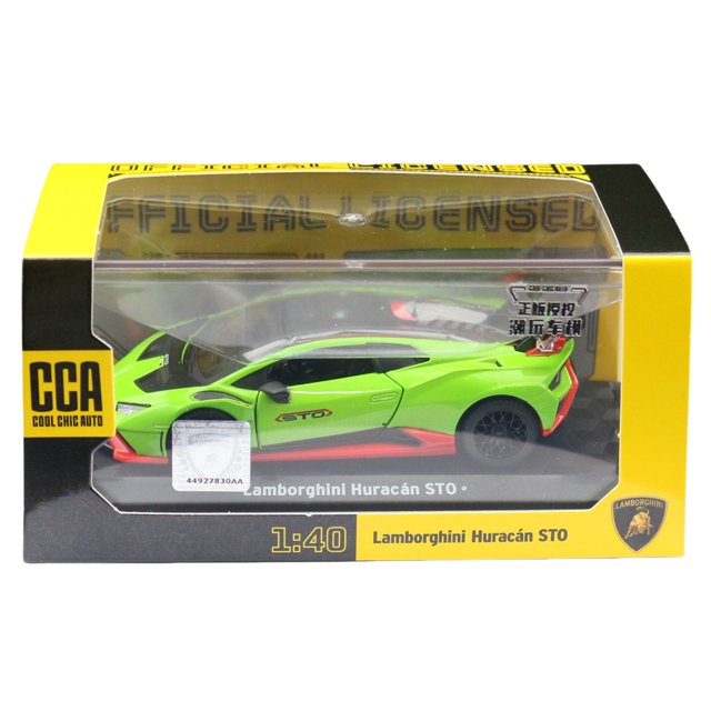 1/40 Lamborghini Huracan STO Super Racing Toy Car For Children CCA Diecast Metal Miniature Model Pull Back Collection Gift Boys Display Box