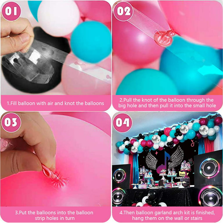 Balloon Garland Arch Kit Tik Tok Music Theme Birthday Party Decorations,108Pcs  Hot Pink Black White Tiffany and Music Note Foil Social Media Balloons for  Musical Girls Ladies Bachelorette 