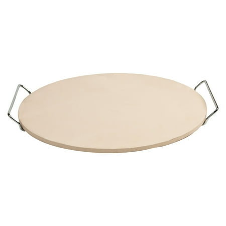 Pizzacraft 15" Round Ceramic Pizza Stone and Baking Stone with Wire Frame, for Oven, Grill, or BBQ-PC0001