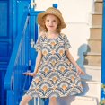 thumbnail image 6 of FORMRS Girls Short Sleeve Dress Summer Casual Round Neck A-line Beach Sundress, Sizes 2T-8T, Orange Art Pattern, 6 of 8